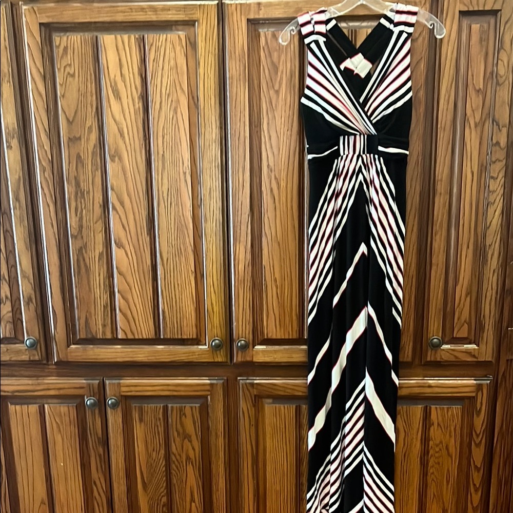 SOMA Black and White Striped Maxi Dress